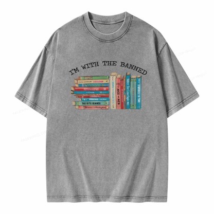 Pagewings I'm With The Banned Books Shirt Unisex Washed T-shirt