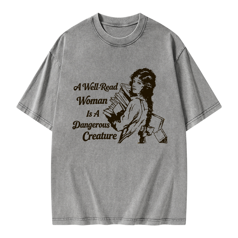 Pagewings A Well-Read Woman Is A Dangerous Creature Unisex Washed T-shirt