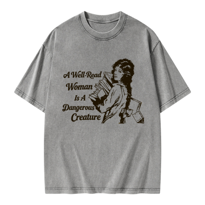 Pagewings A Well-Read Woman Is A Dangerous Creature Unisex Washed T-shirt