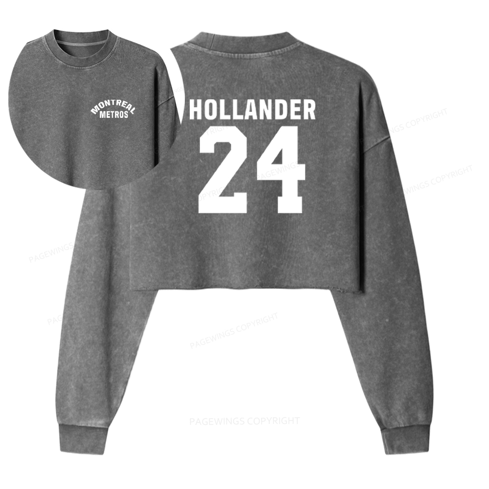 Pagewings Romance Fan Washed Crop Sweatshirt