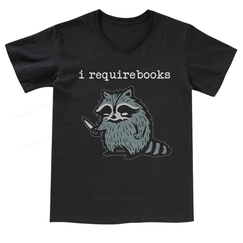 Pagewings I Require Books V-neck T-shirt