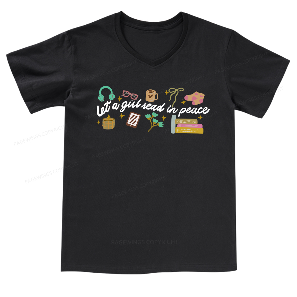 Pagewings Let a Girl Read in Peace V-neck T-shirt