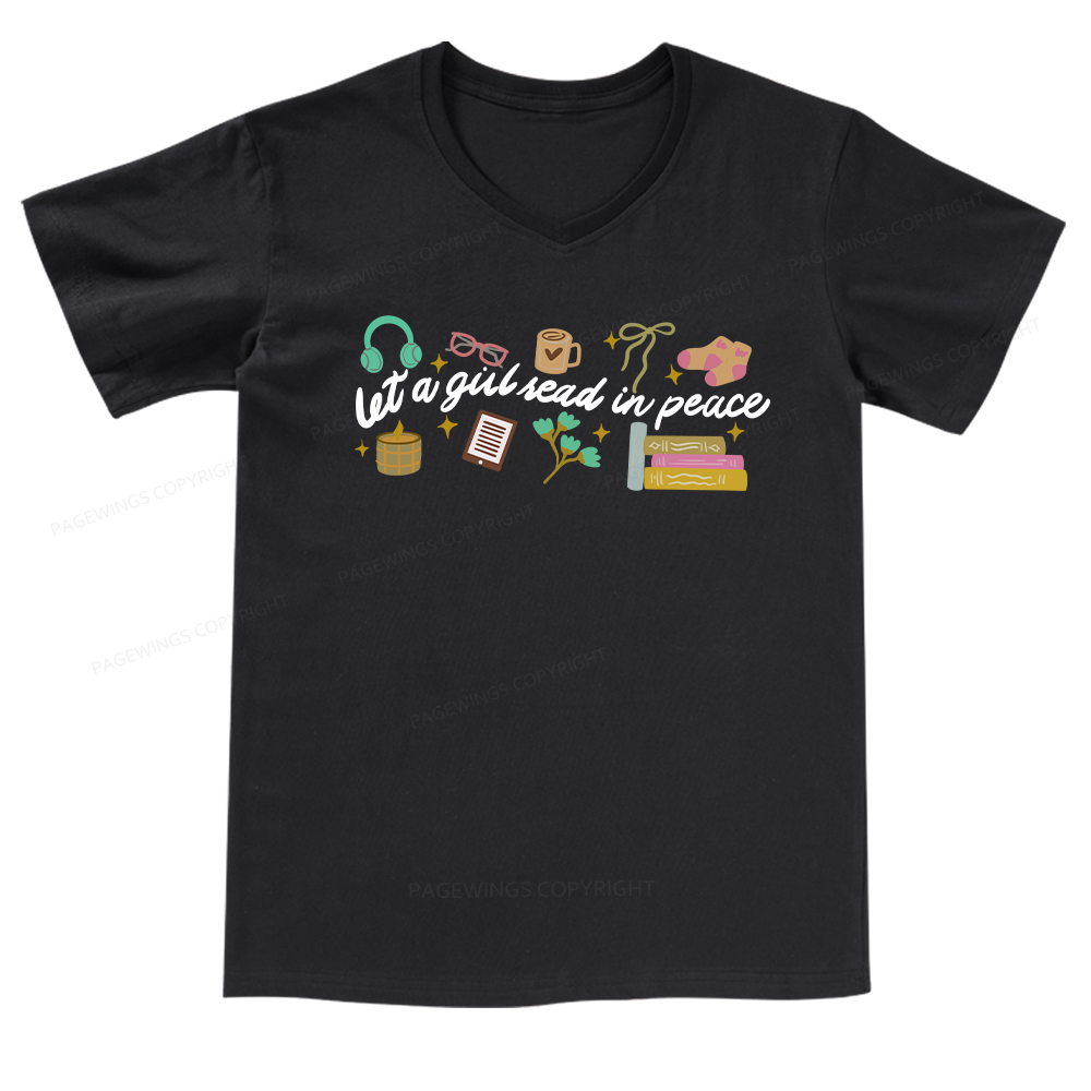 Pagewings Let a Girl Read in Peace V-neck T-shirt