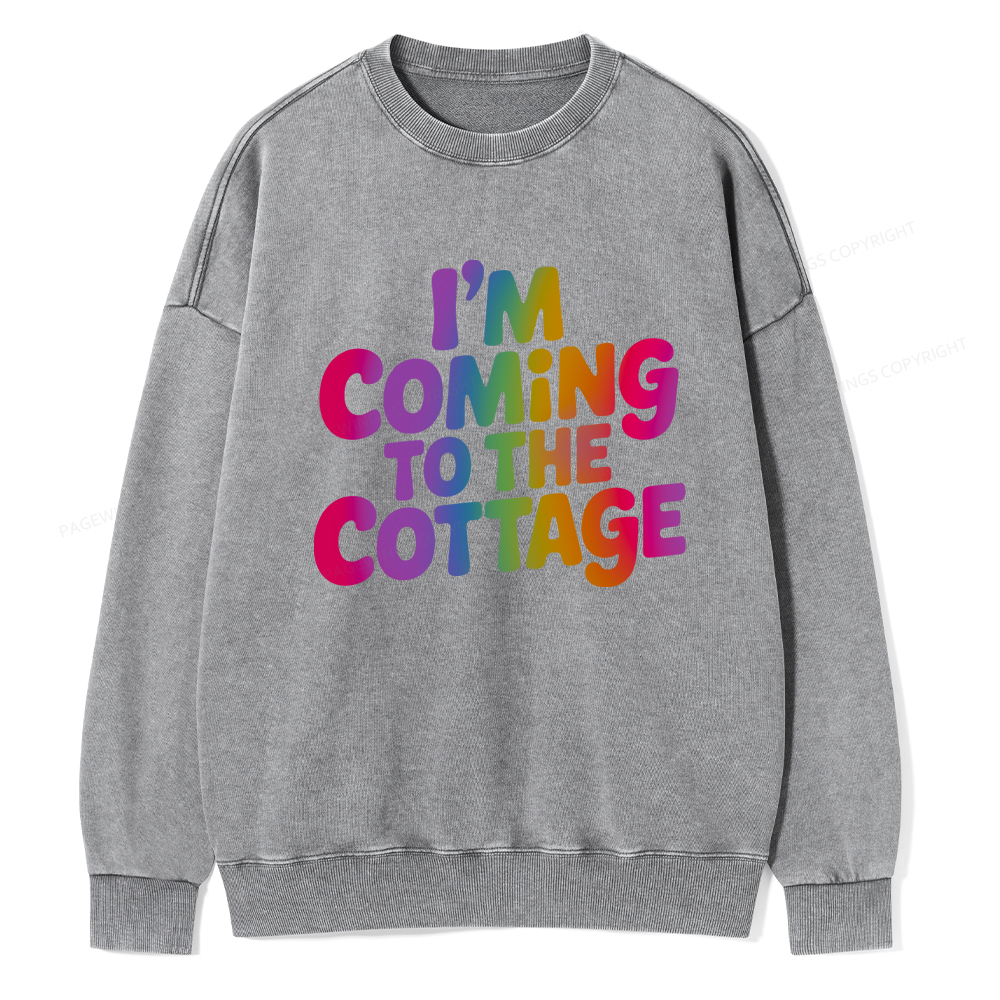 Pagewings I'm Coming To The Cottage Unisex Washed Sweatshirt