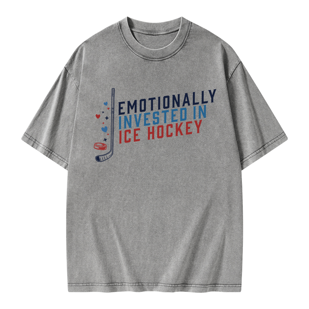 Pagewings Emotionally Invested in Ice Hockey Unisex Washed T-shirt