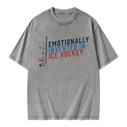 Pagewings Emotionally Invested in Ice Hockey Unisex Washed T-shirt