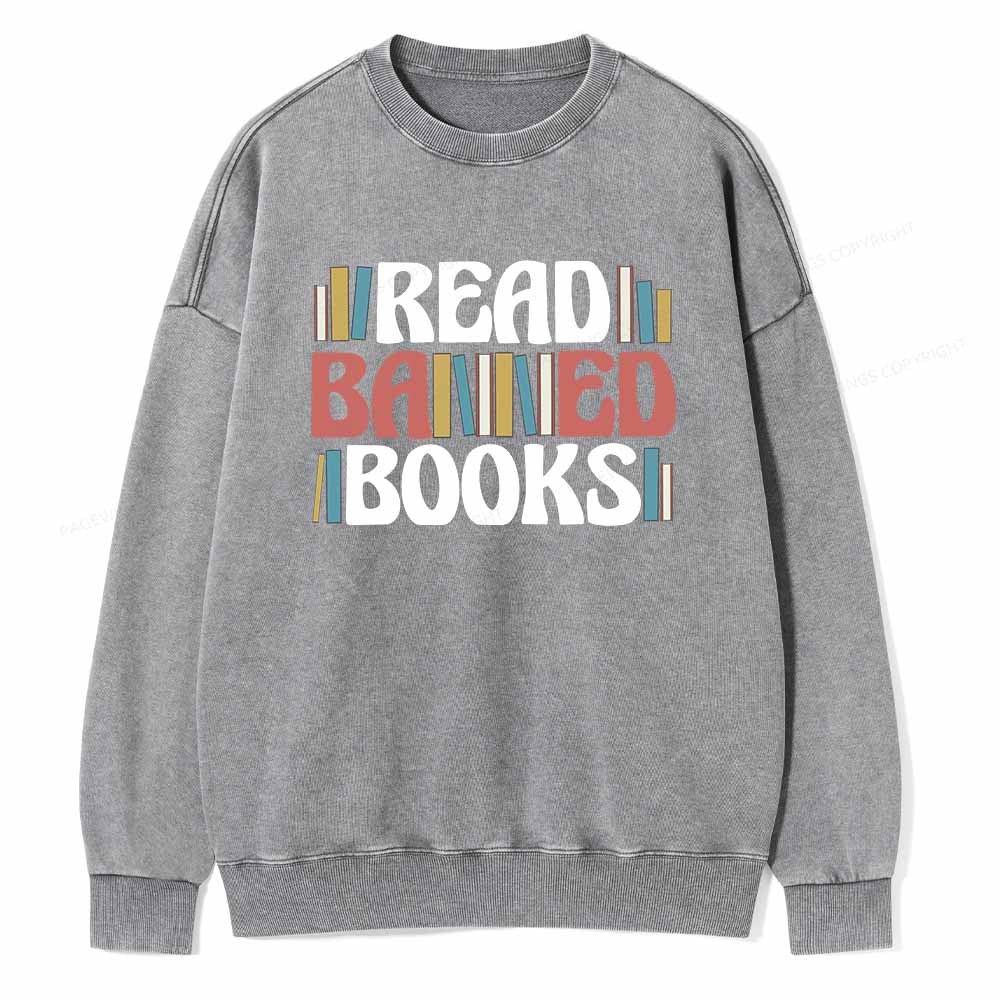 Pagewings Read Banned Books Unisex Washed Sweatshirt