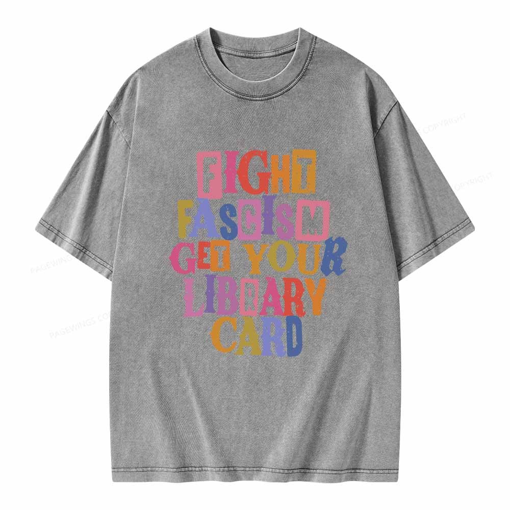 Pagewings Get Your Library Card Unisex Washed T-shirt
