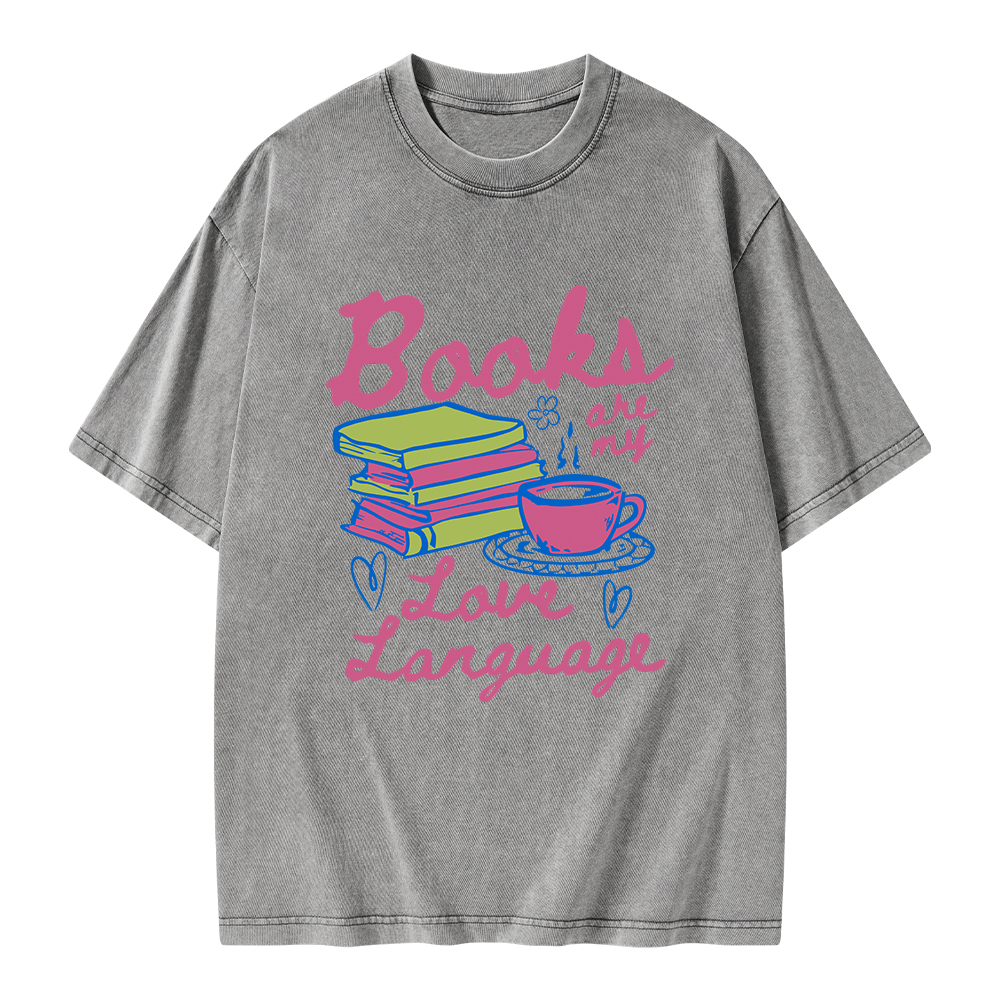 Pagewings Valentines Day Books are My Love Language Unisex Washed T-shirt