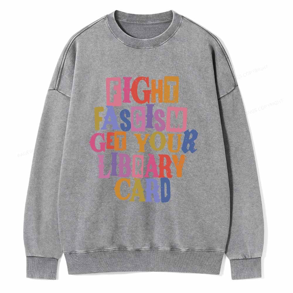 Pagewings Get Your Library Card Unisex Washed Sweatshirt