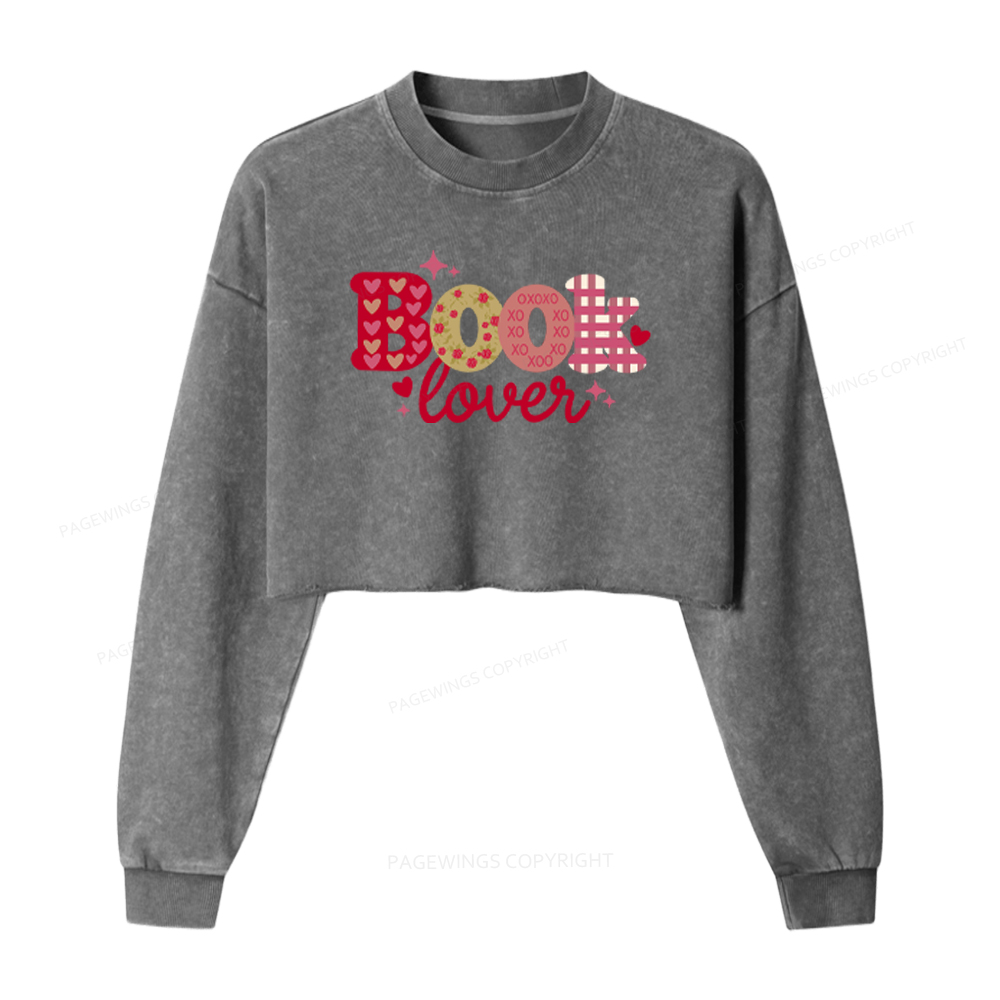 Pagewings Book Lover Washed Crop Sweatshirt