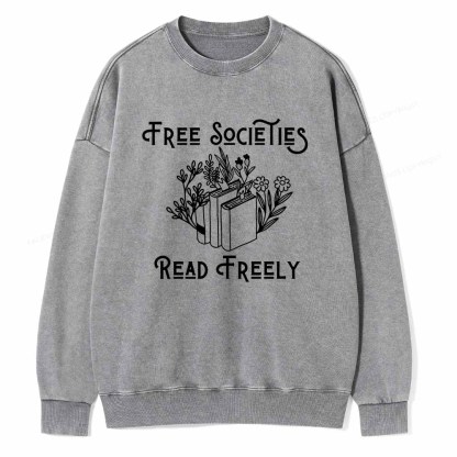 Pagewings Free Societies Read Freely Shirt Unisex Washed Sweatshirt