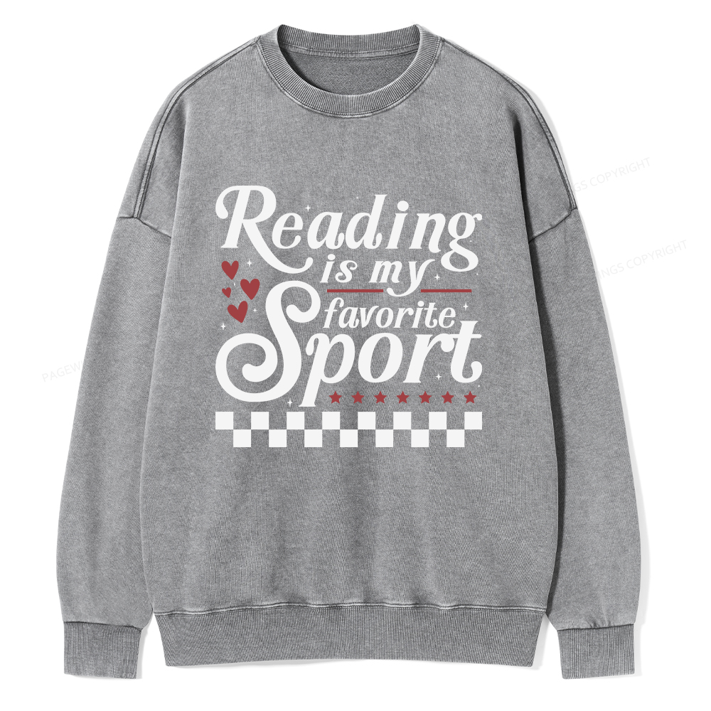 Pagewings Reading Is My Favorite Sport Unisex Washed Sweatshirt