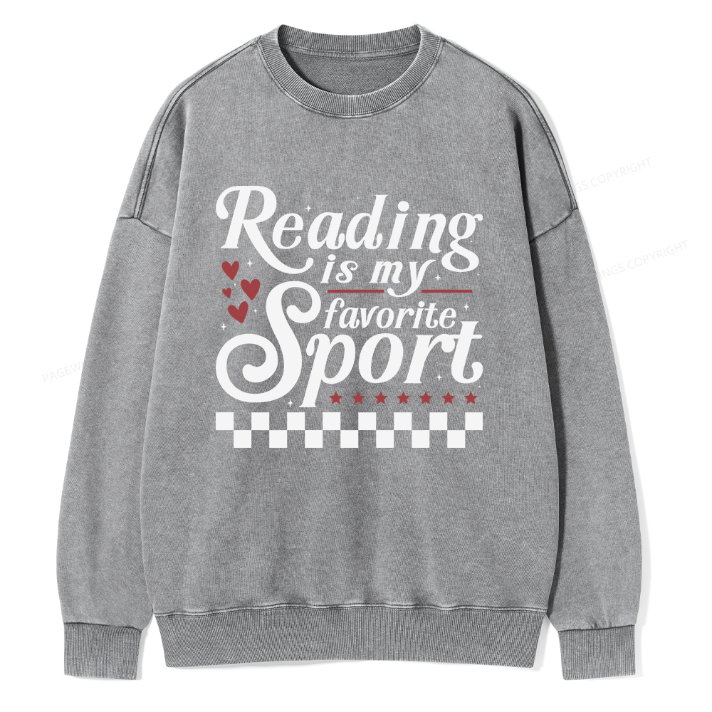 Pagewings Reading Is My Favorite Sport Unisex Washed Sweatshirt