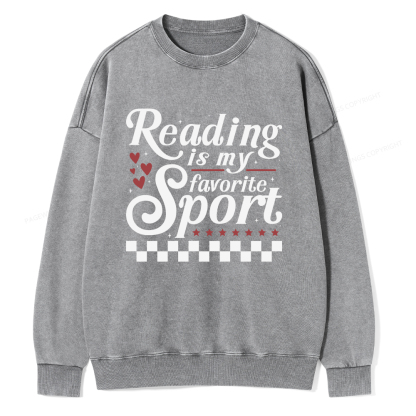 Pagewings Reading Is My Favorite Sport Unisex Washed Sweatshirt