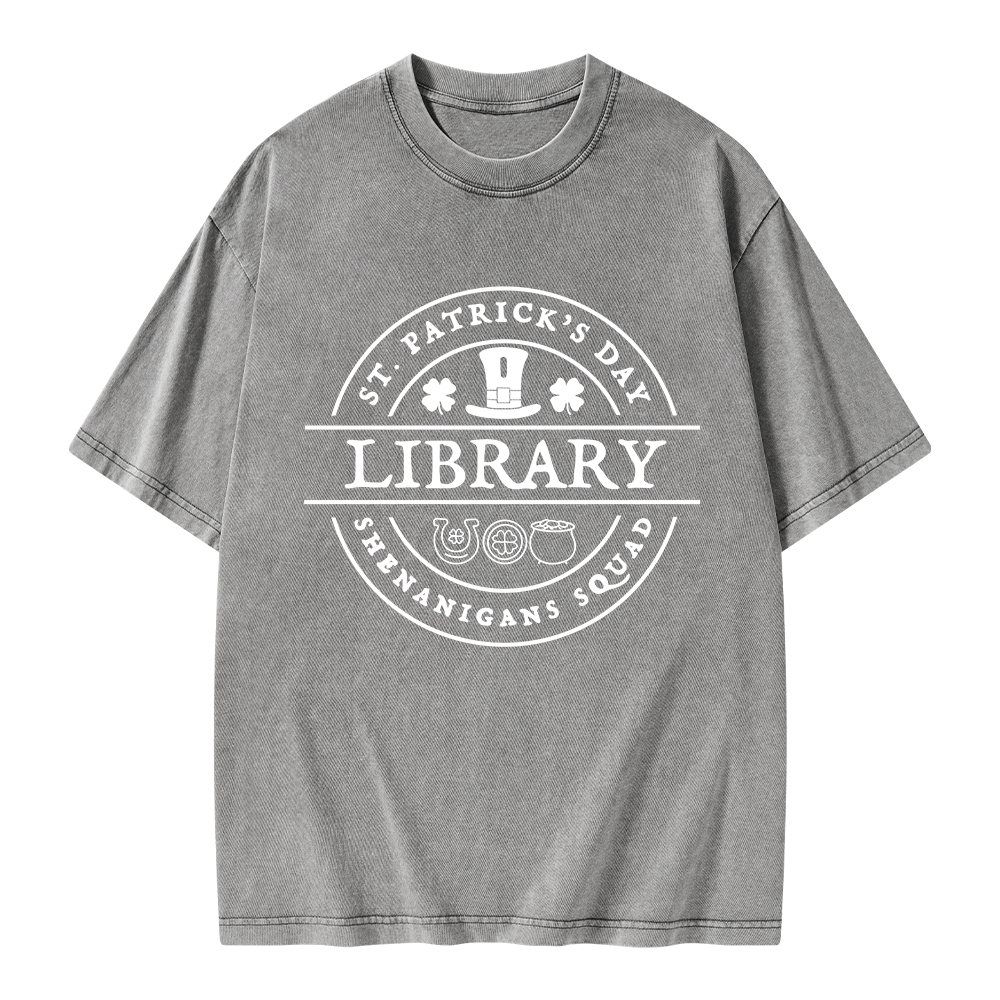 Pagewings St. Patrick's Day Library Unisex Washed T-shirt