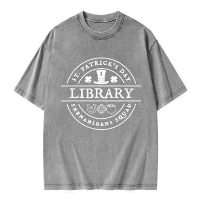 Pagewings St. Patrick's Day Library Unisex Washed T-shirt
