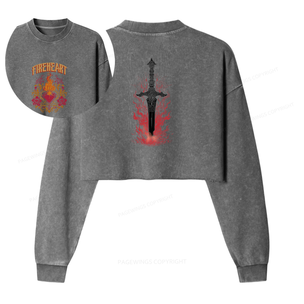 Pagewings Fireheart Washed Crop Sweatshirt