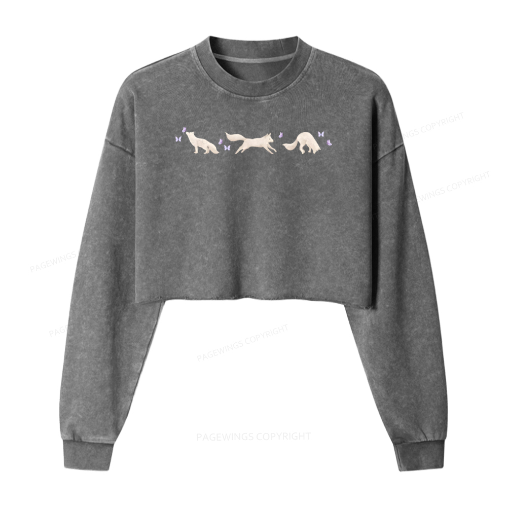 Pagewings Fantasy Books Lover Washed Crop Sweatshirt