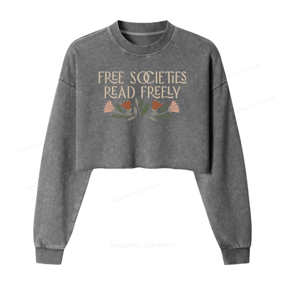 Pagewings Read Freely Washed Crop Sweatshirt