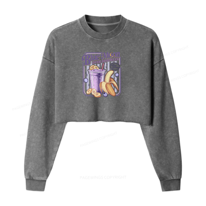 Pagewings Blue Moon Over Brooklyn Washed Crop Sweatshirt