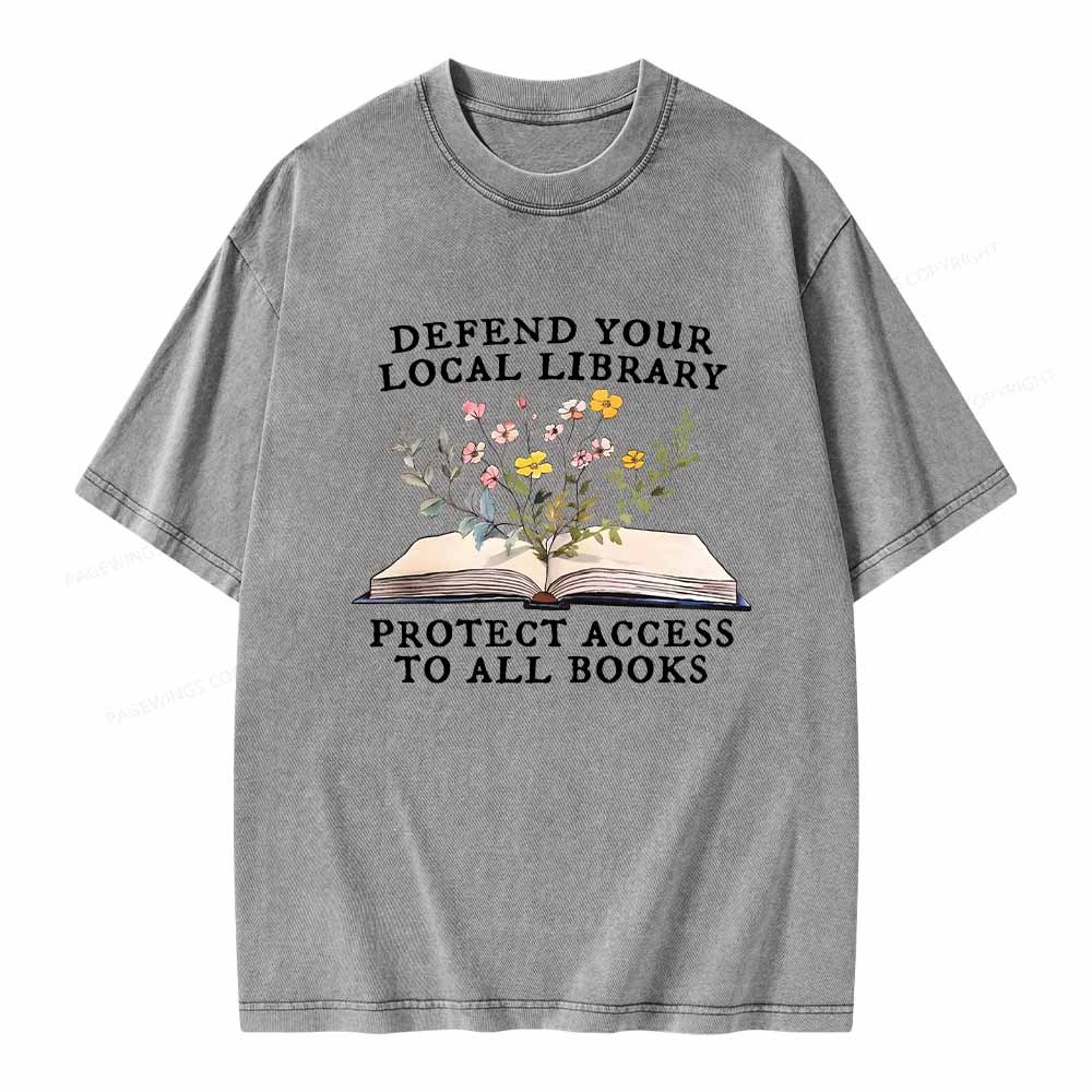 Pagewings Books Save Lives Protect Libraries Unisex Washed T-shirt