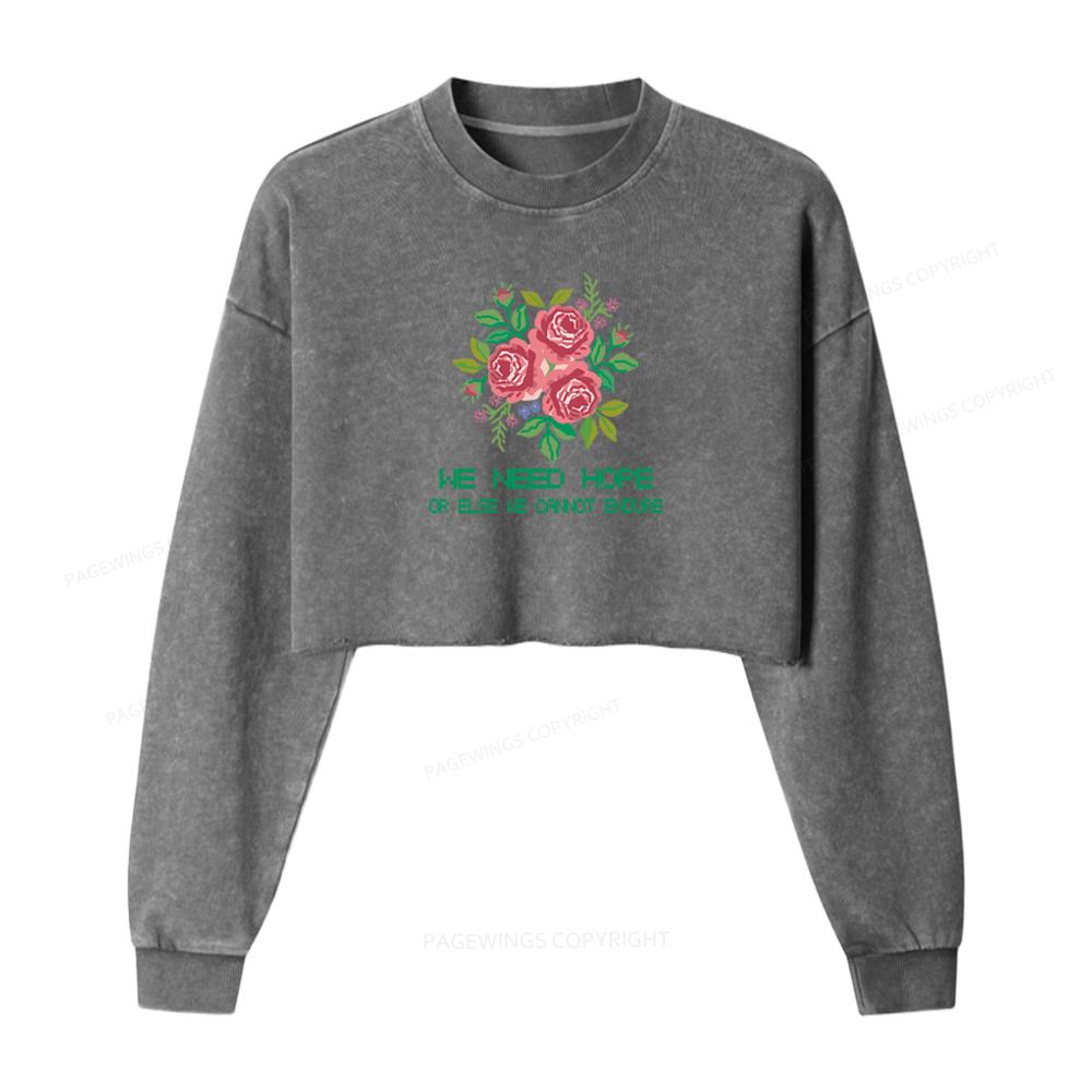 Pagewings We Need Hope Washed Crop Sweatshirt