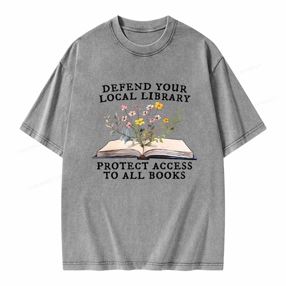 Pagewings Books Save Lives Protect Libraries Unisex Washed T-shirt