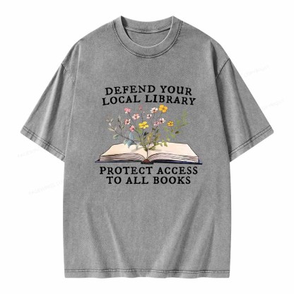 Pagewings Books Save Lives Protect Libraries Unisex Washed T-shirt