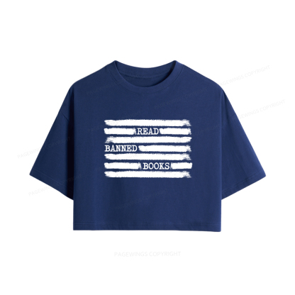 Pagewings Read Banned Books Bookworm Librarian Women Crop Tops