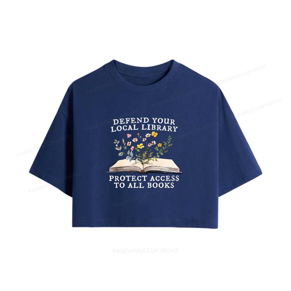 Pagewings Books Save Lives Protect Libraries Women Crop Tops