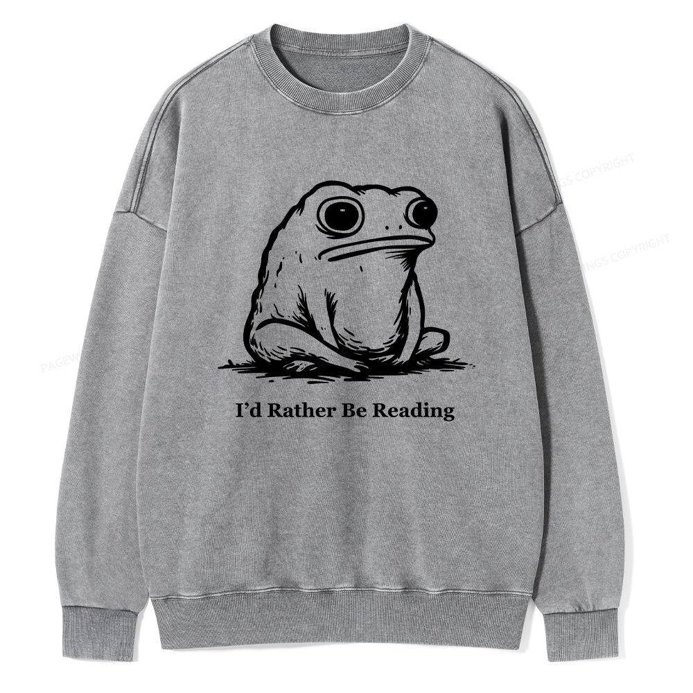 Pagewings I'd Rather Be Reading Unisex Washed Sweatshirt
