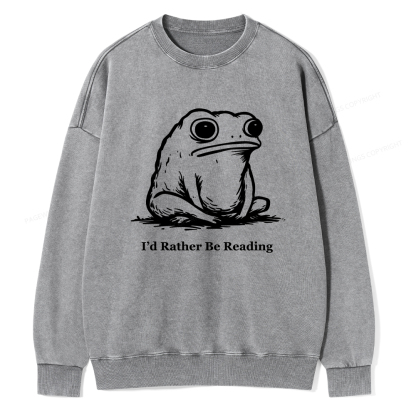 Pagewings I'd Rather Be Reading Unisex Washed Sweatshirt