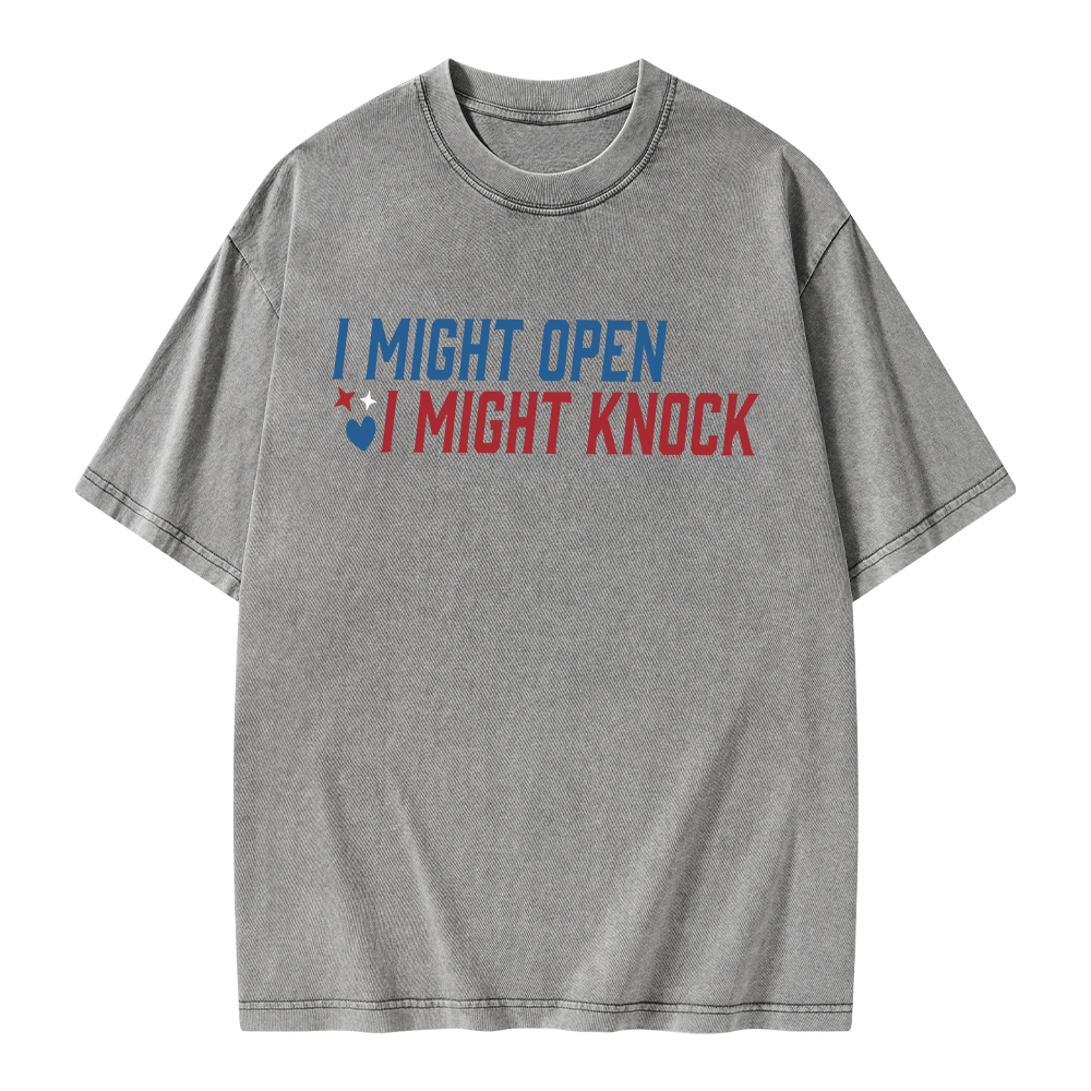 Pagewings I Might Knock Unisex Washed T-shirt