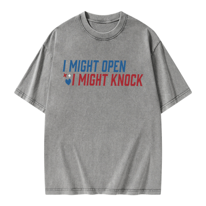Pagewings I Might Knock Unisex Washed T-shirt