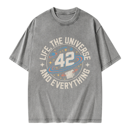 Pagewings Life The Universe And Everything Unisex Washed T-shirt