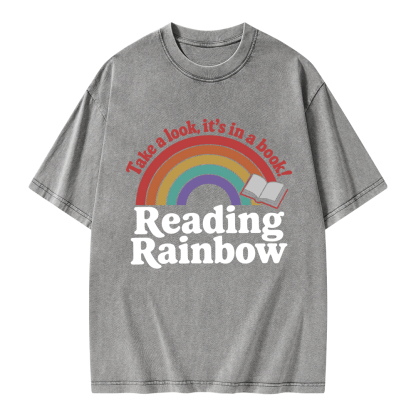 Pagewings Reading With Rainbow Unisex Washed T-shirt
