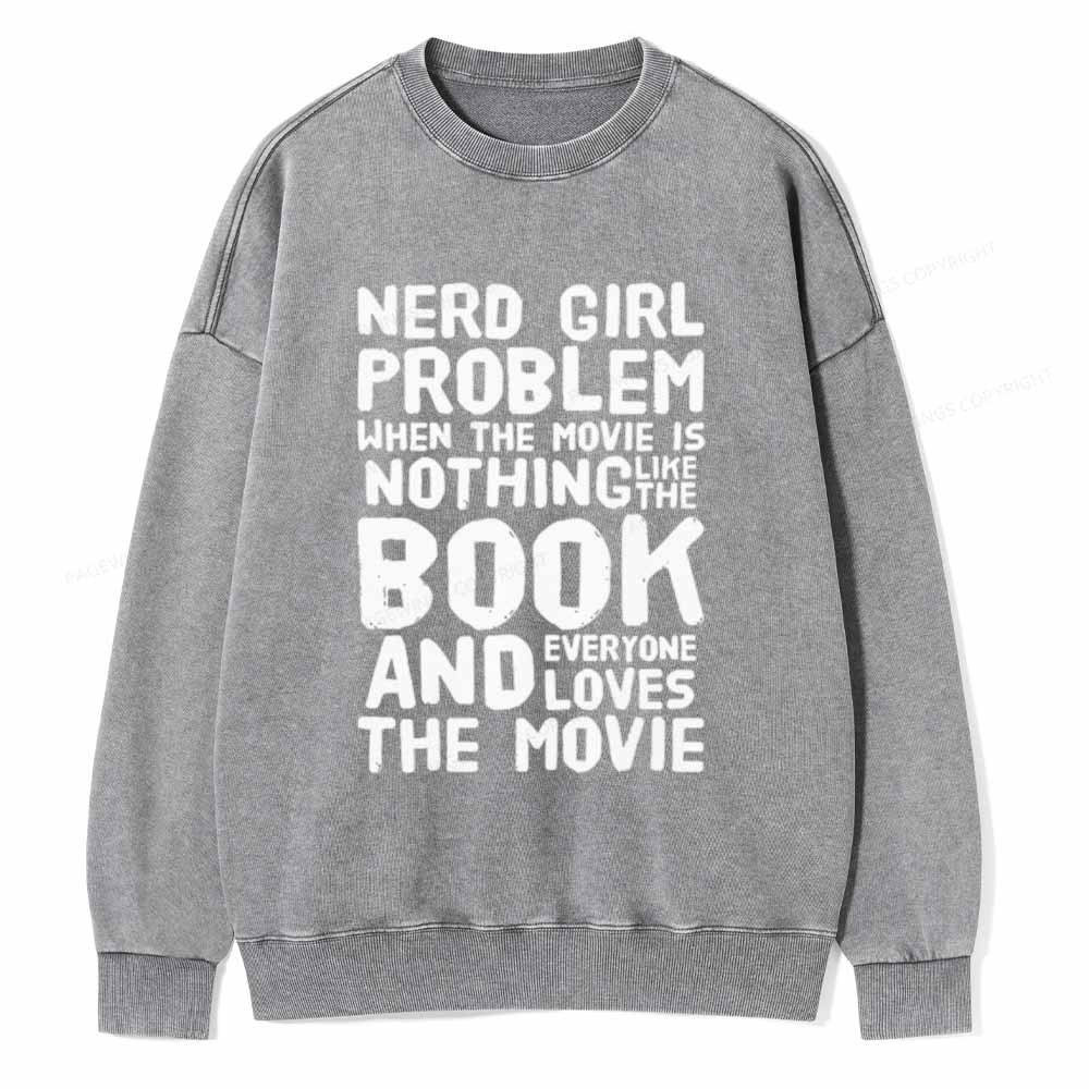 Pagewings NERD GIRL PROBLEM Unisex Washed Sweatshirt