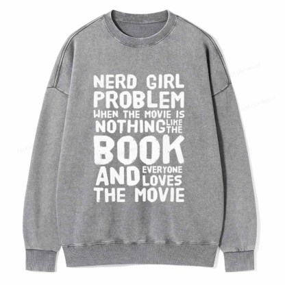 Pagewings NERD GIRL PROBLEM Unisex Washed Sweatshirt