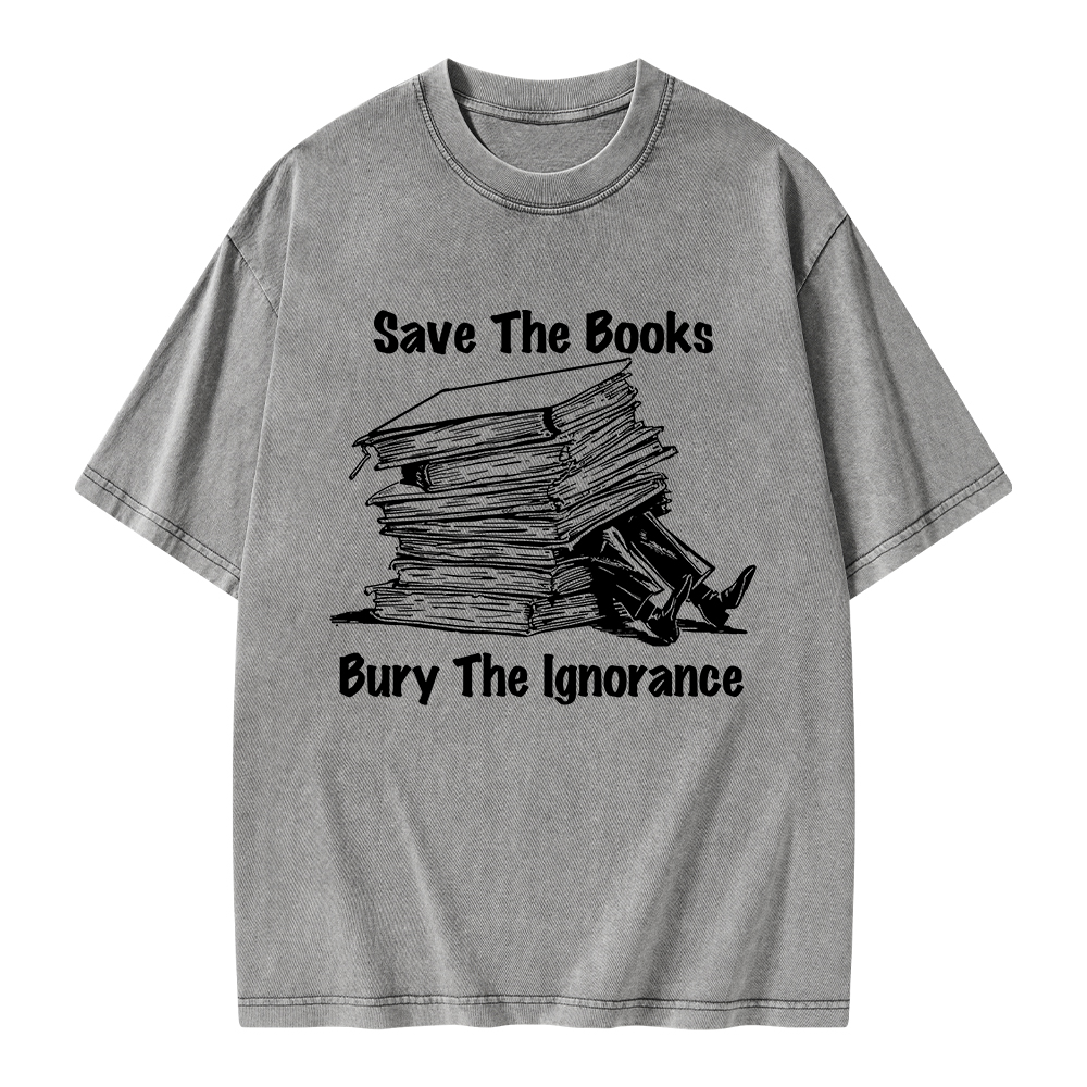 Pagewings Save The Books Bury The Ignorance Unisex Washed T-shirt