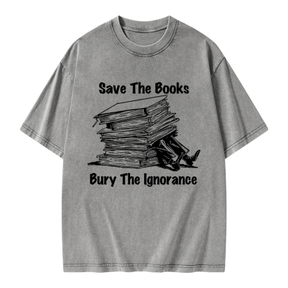 Pagewings Save The Books Bury The Ignorance Unisex Washed T-shirt