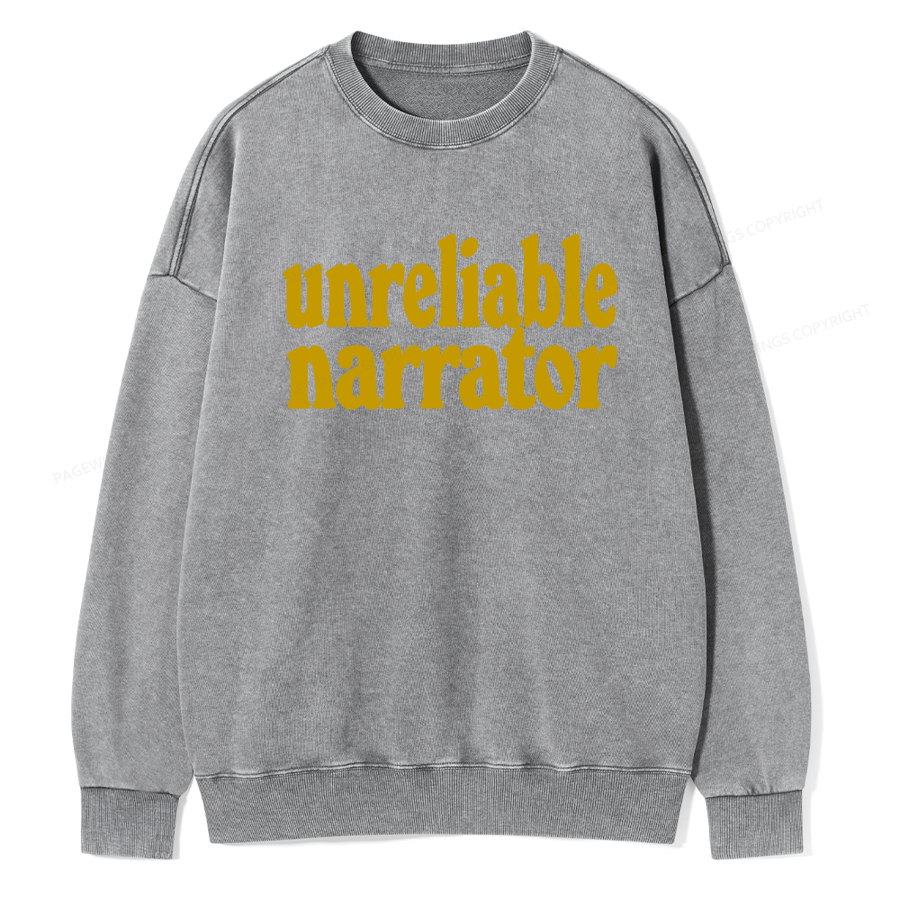 Pagewings Unreliable Narrator Unisex Washed Sweatshirt