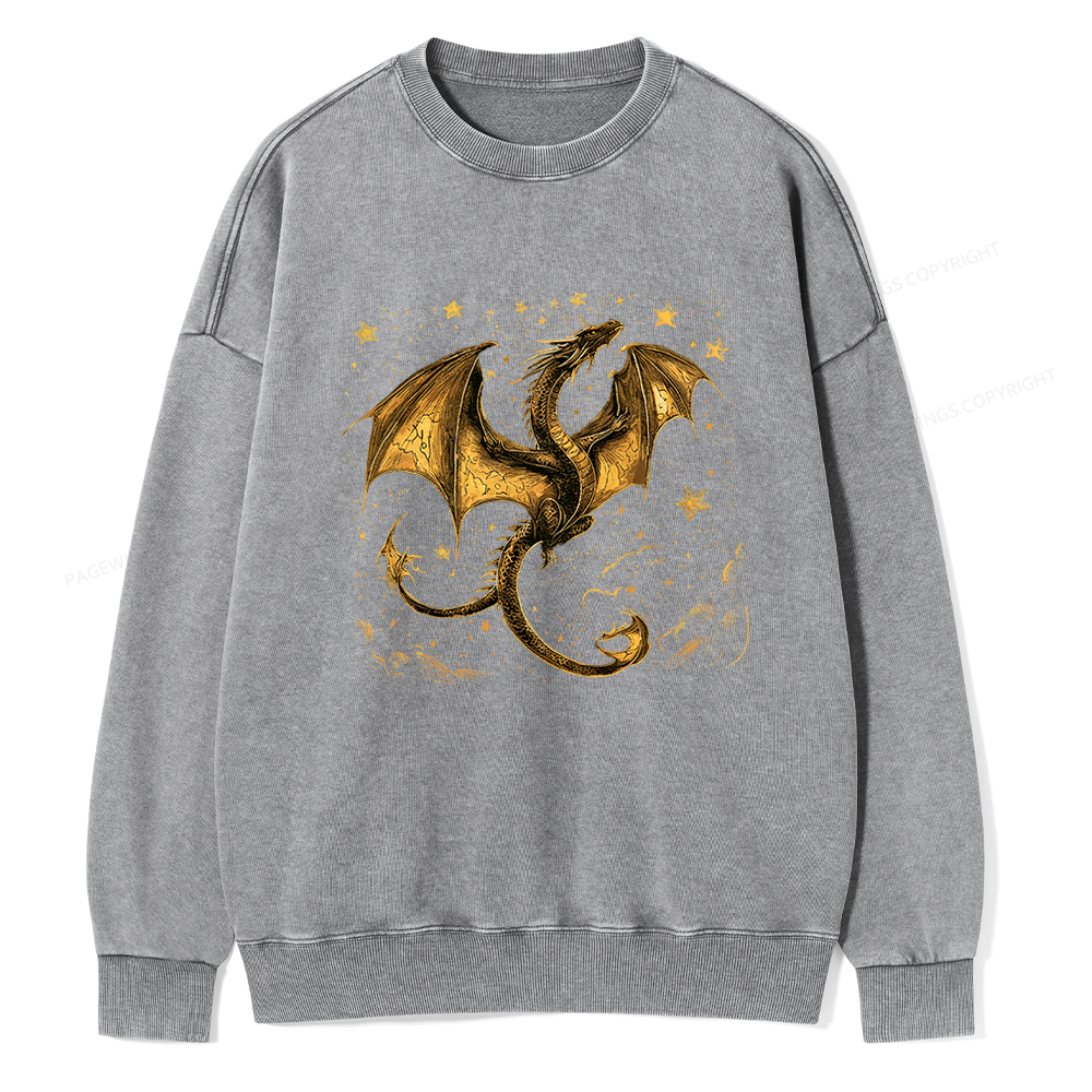 Pagewings Fantasy Dragon Unisex Washed Sweatshirt