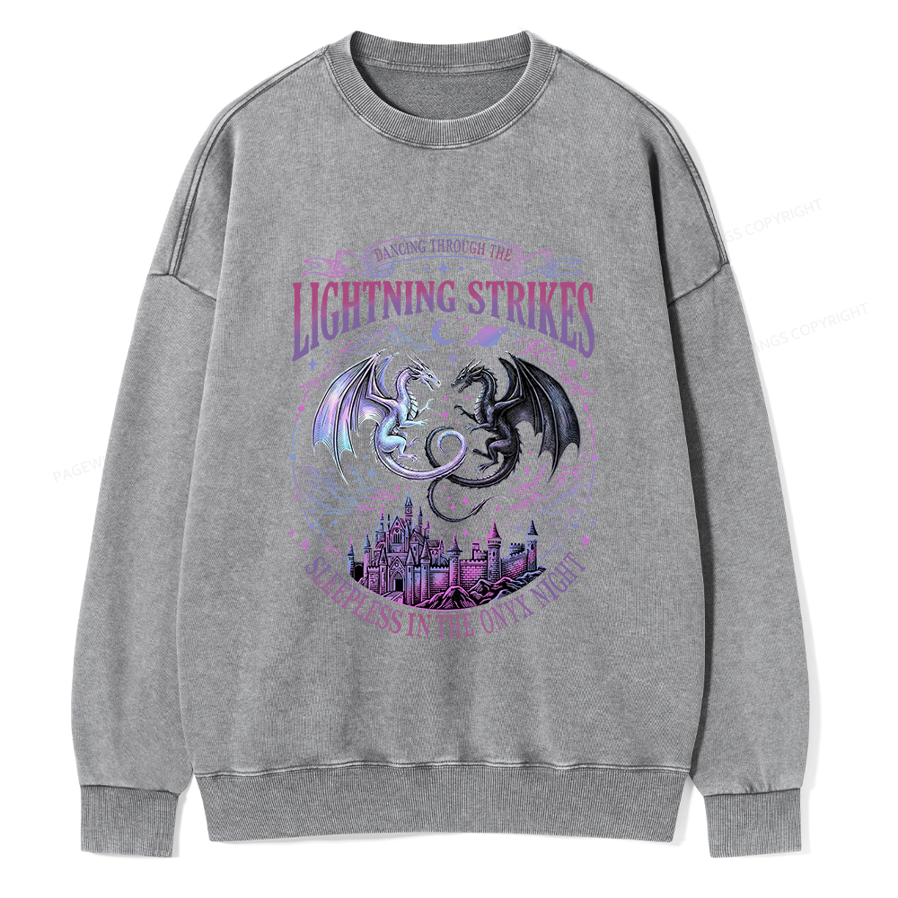 Pagewings Lightning Strikes Unisex Washed Sweatshirt