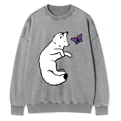 Pagewings Snow Fox Unisex Washed Sweatshirt