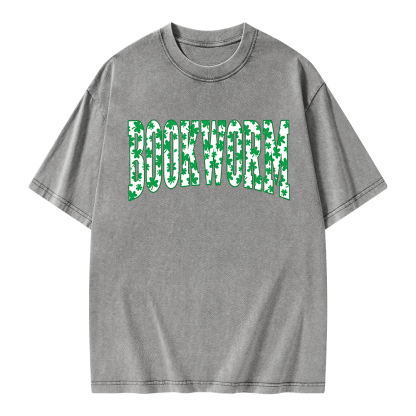 Pagewings St. Patricks Day Bookworm Unisex Washed T-shirt