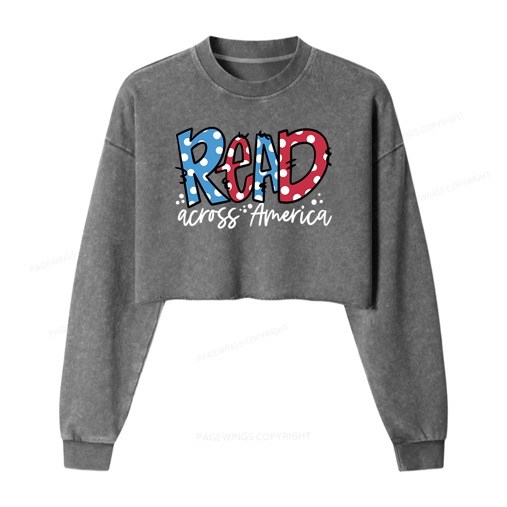 Pagewings Read Across America Washed Crop Sweatshirt