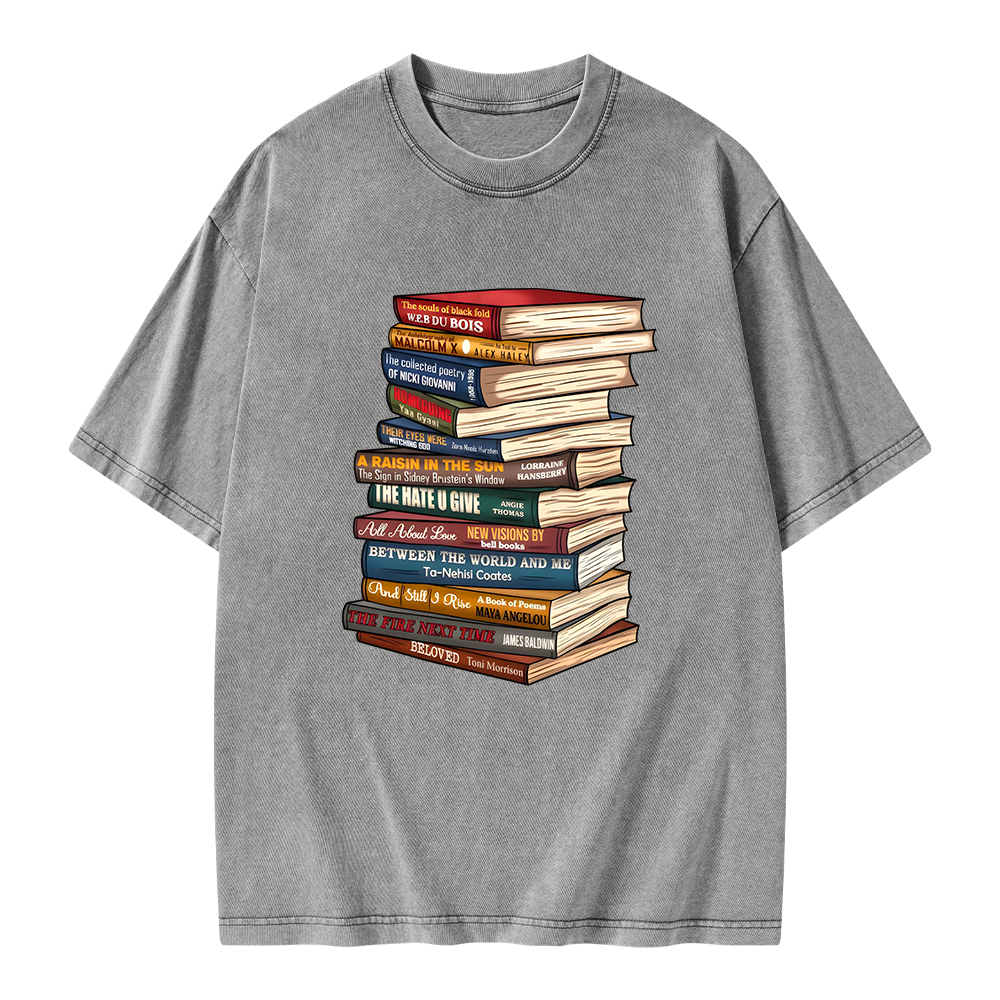 Pagewings Black History Month Books Unisex Washed T-shirt