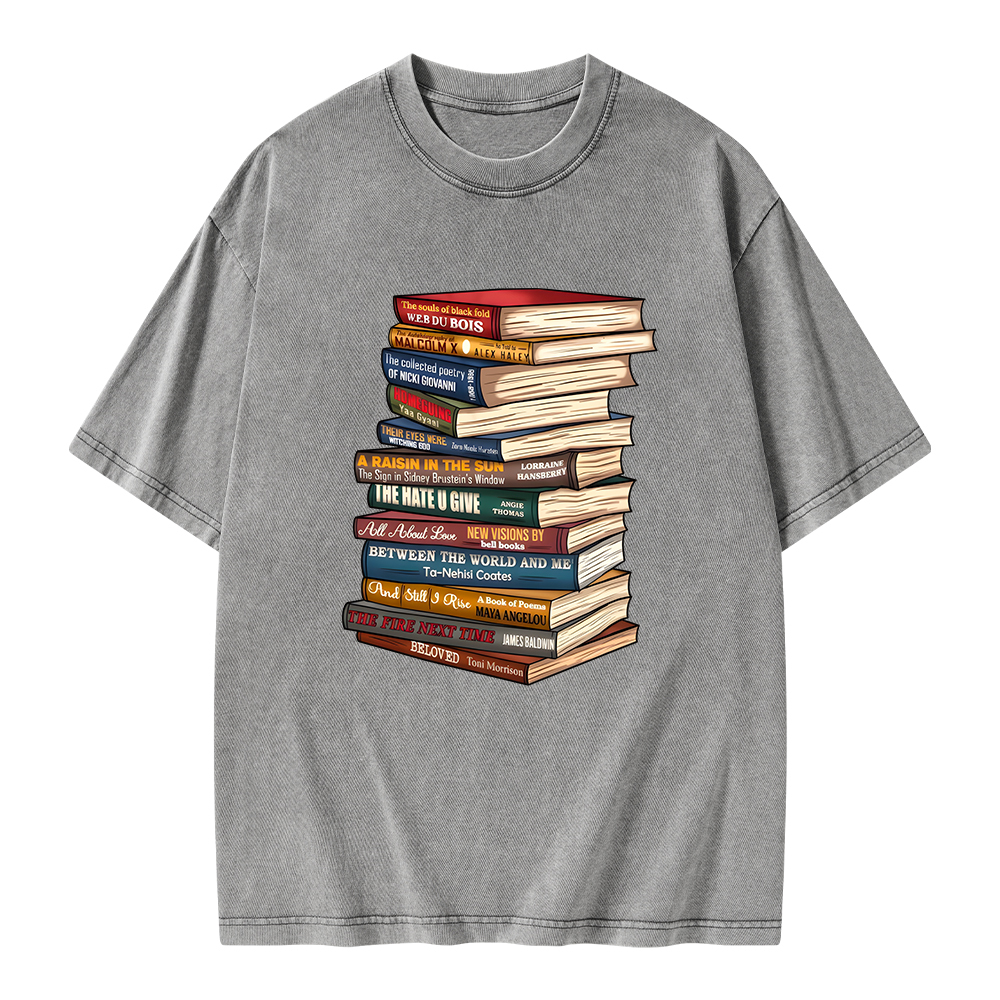 Pagewings Black History Month Books Unisex Washed T-shirt
