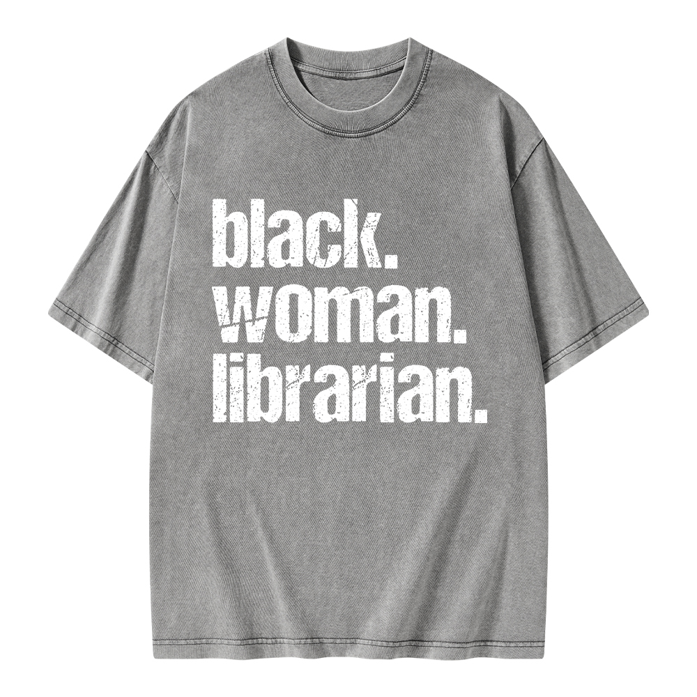 Pagewings Black Woman Librarian Unisex Washed T-shirt